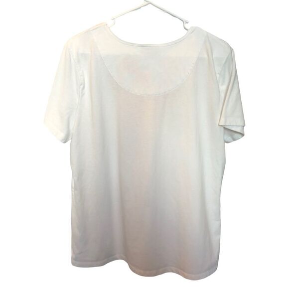 Laura Scott Tee white with pink and green floral pattern below neck XL - Picture 3 of 7